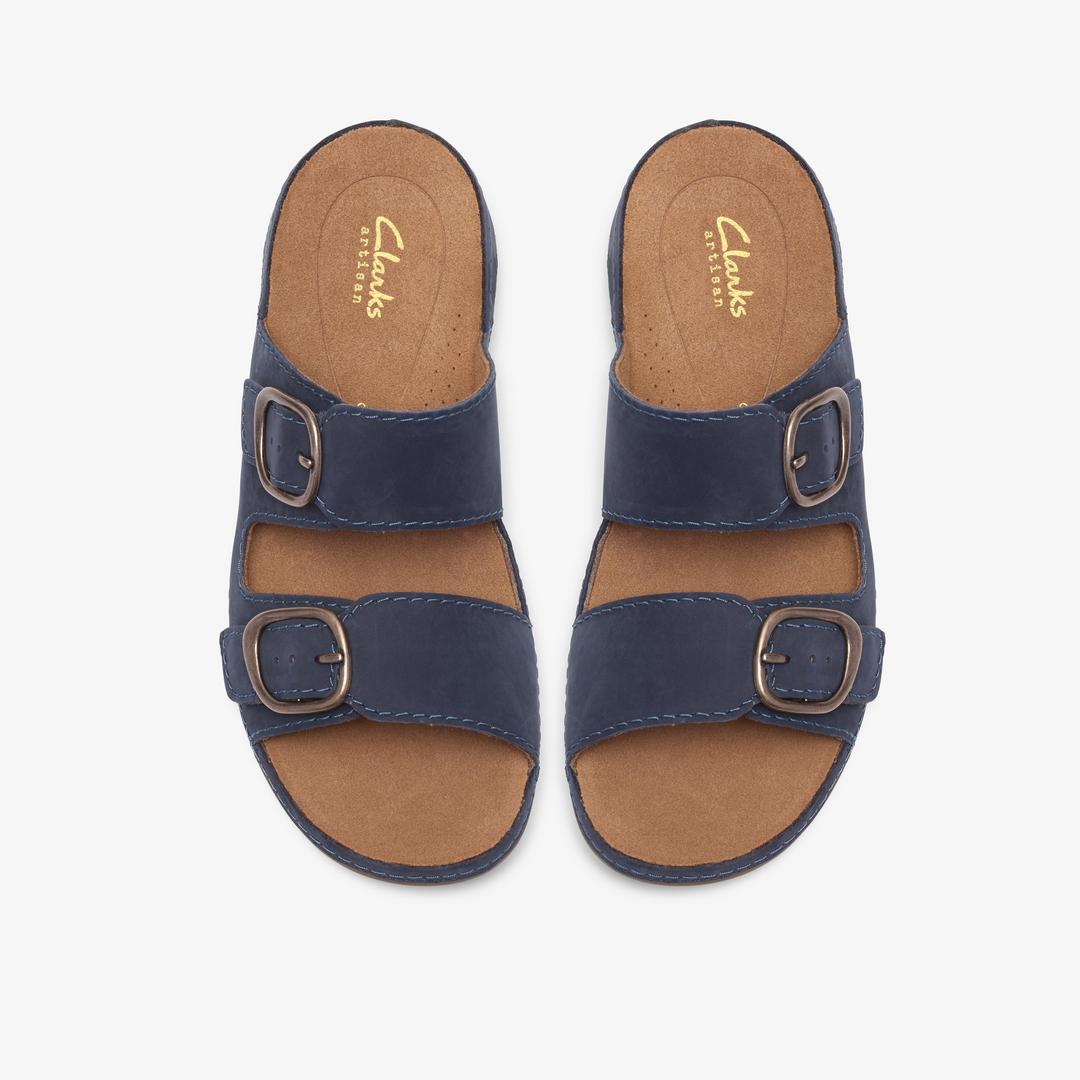 Womens Cecily Step Navy Nubuck Flat Sandals - Image 7