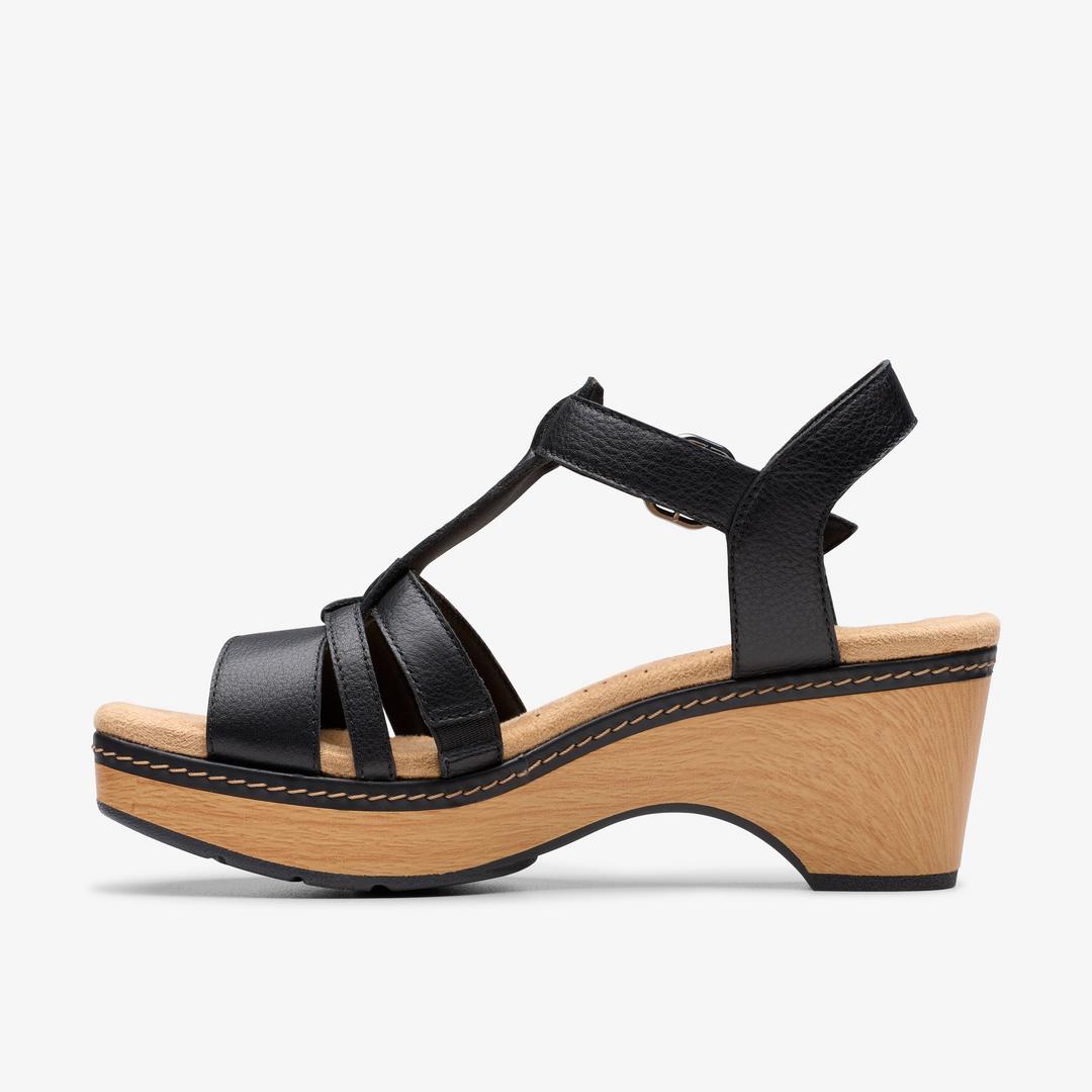 Women's Seannah Madi Black Leather Wedges - Image 2