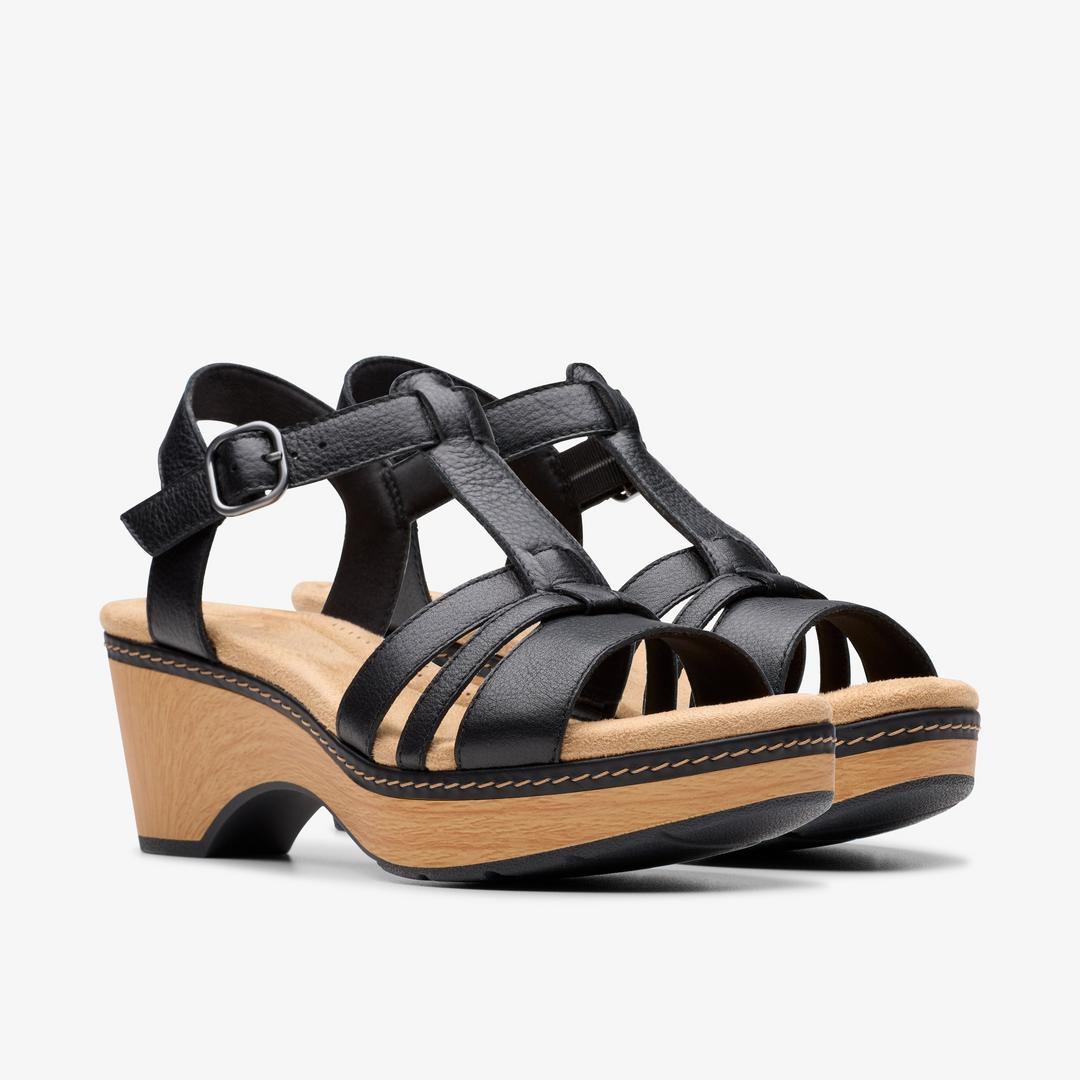 Women's Seannah Madi Black Leather Wedges - Image 4