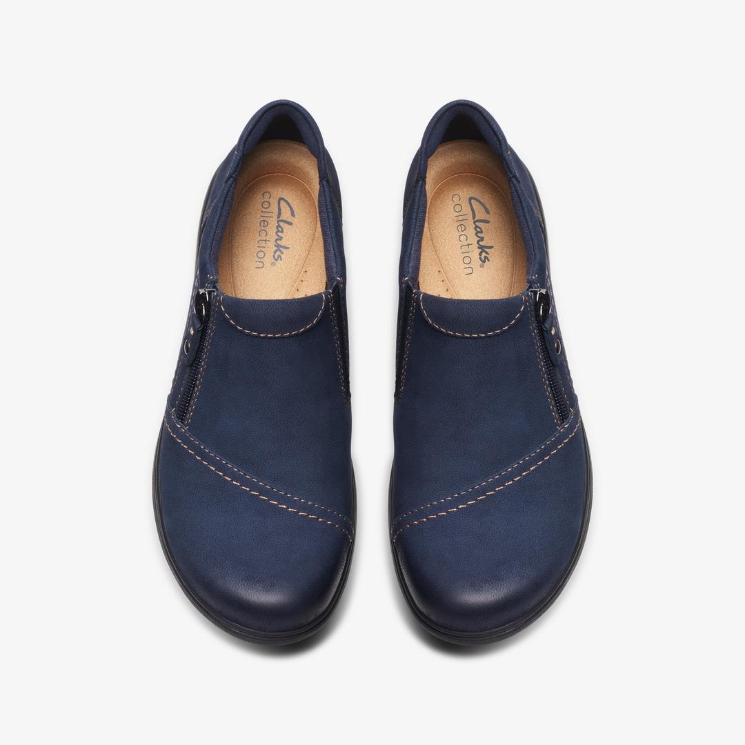 Womens Carleigh Ray Navy Nubuck Slip Ons - Image 6