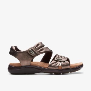 Women's Kitly Ave Bronze Leather Flat Sandals
