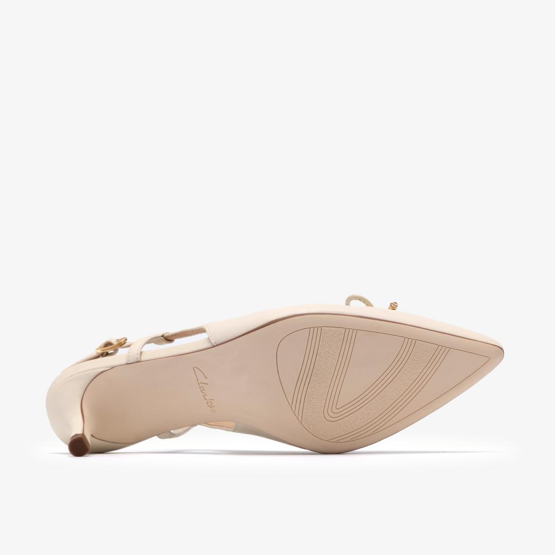 Womens Zarey Bow Cream Leather Pumps - Image 4