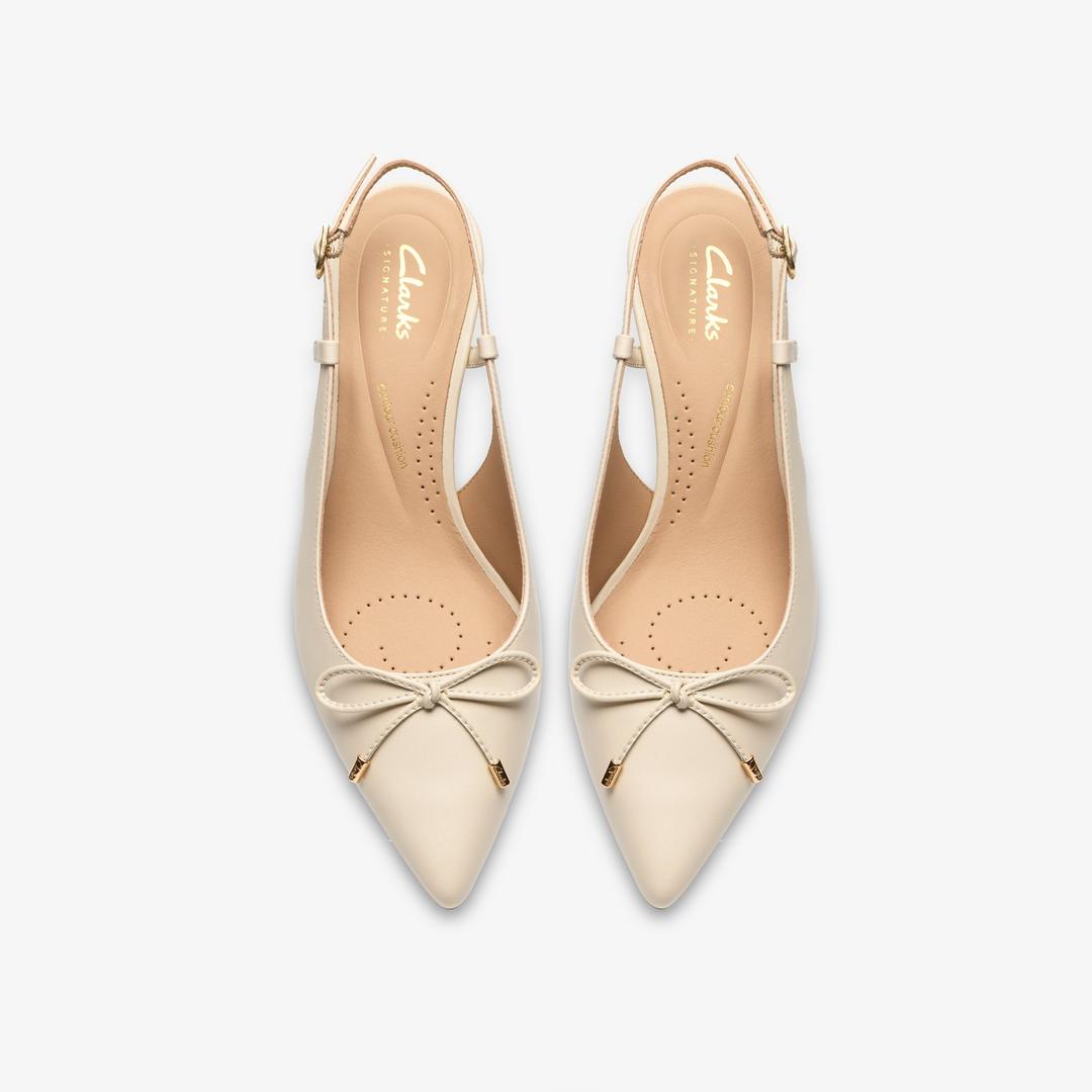 Womens Zarey Bow Cream Leather Pumps - Image 7