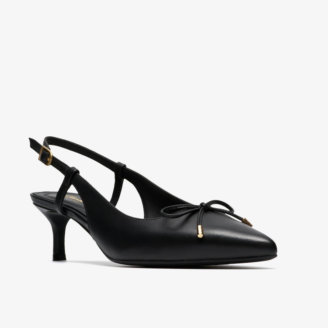 Womens Zarey Bow Black Leather Pumps - Image 4