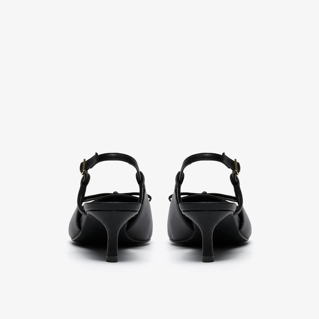 Womens Zarey Bow Black Leather Pumps - Image 5