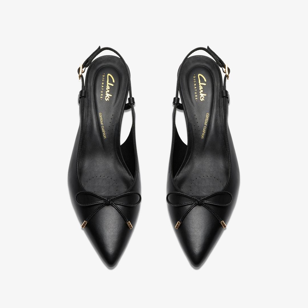 Womens Zarey Bow Black Leather Pumps - Image 6