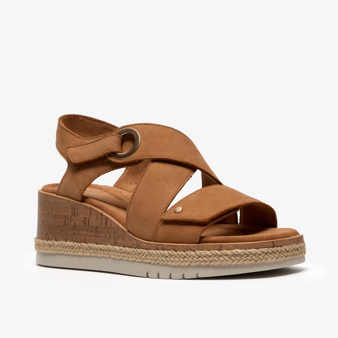 Womens Kidiki Sun Tan Nubuck Wedges - Image 4