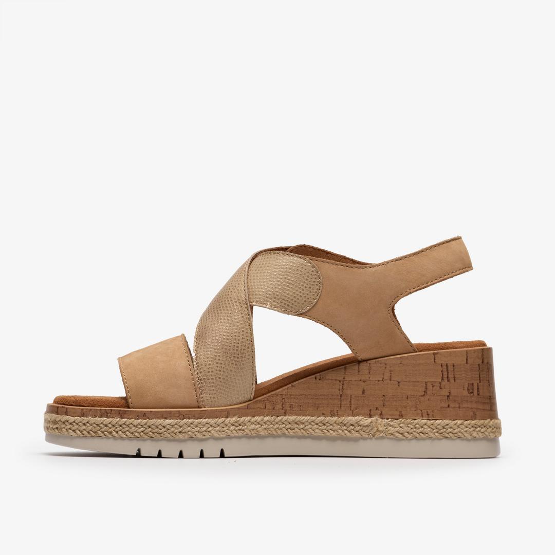 Womens Kidiki Sun Beige Combination Wedges - Image 2