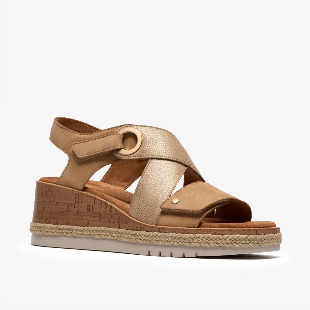 Womens Kidiki Sun Beige Combination Wedges - Image 4