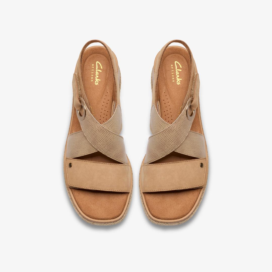 Womens Kidiki Sun Beige Combination Wedges - Image 6