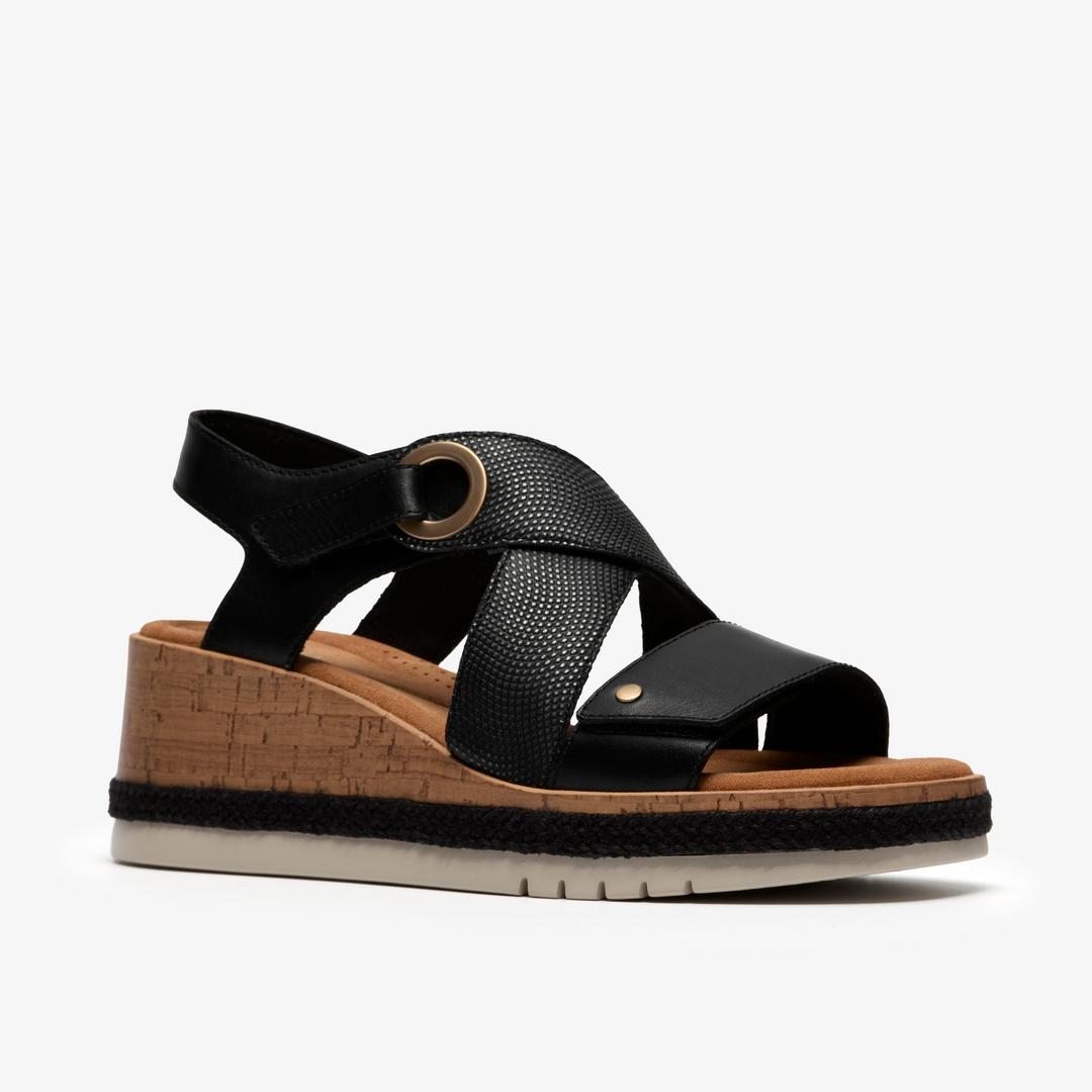 Womens Kidiki Sun Black Combination Wedges - Image 5