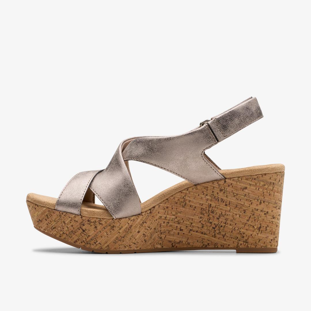 WOMENS Rose Style Taupe Metallic Wedges - Image 2
