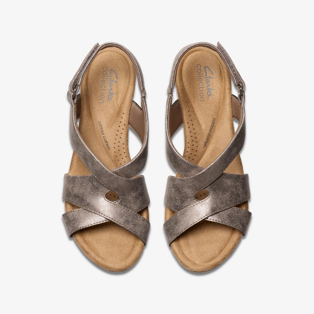 WOMENS Rose Style Taupe Metallic Wedges - Image 6