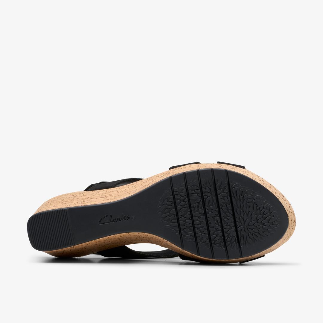 Womens Rose Style Black Nubuck Wedges - Image 3