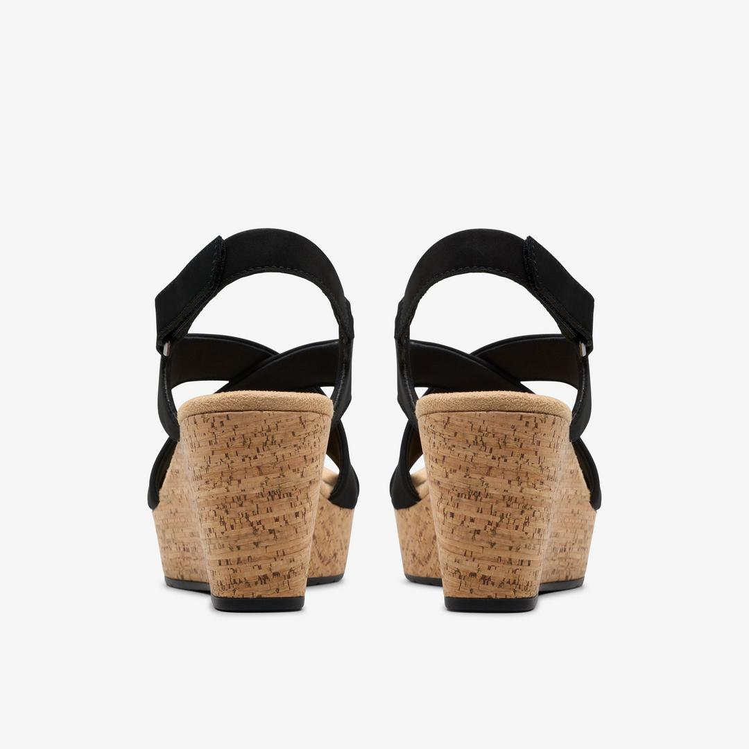 Womens Rose Style Black Nubuck Wedges - Image 5