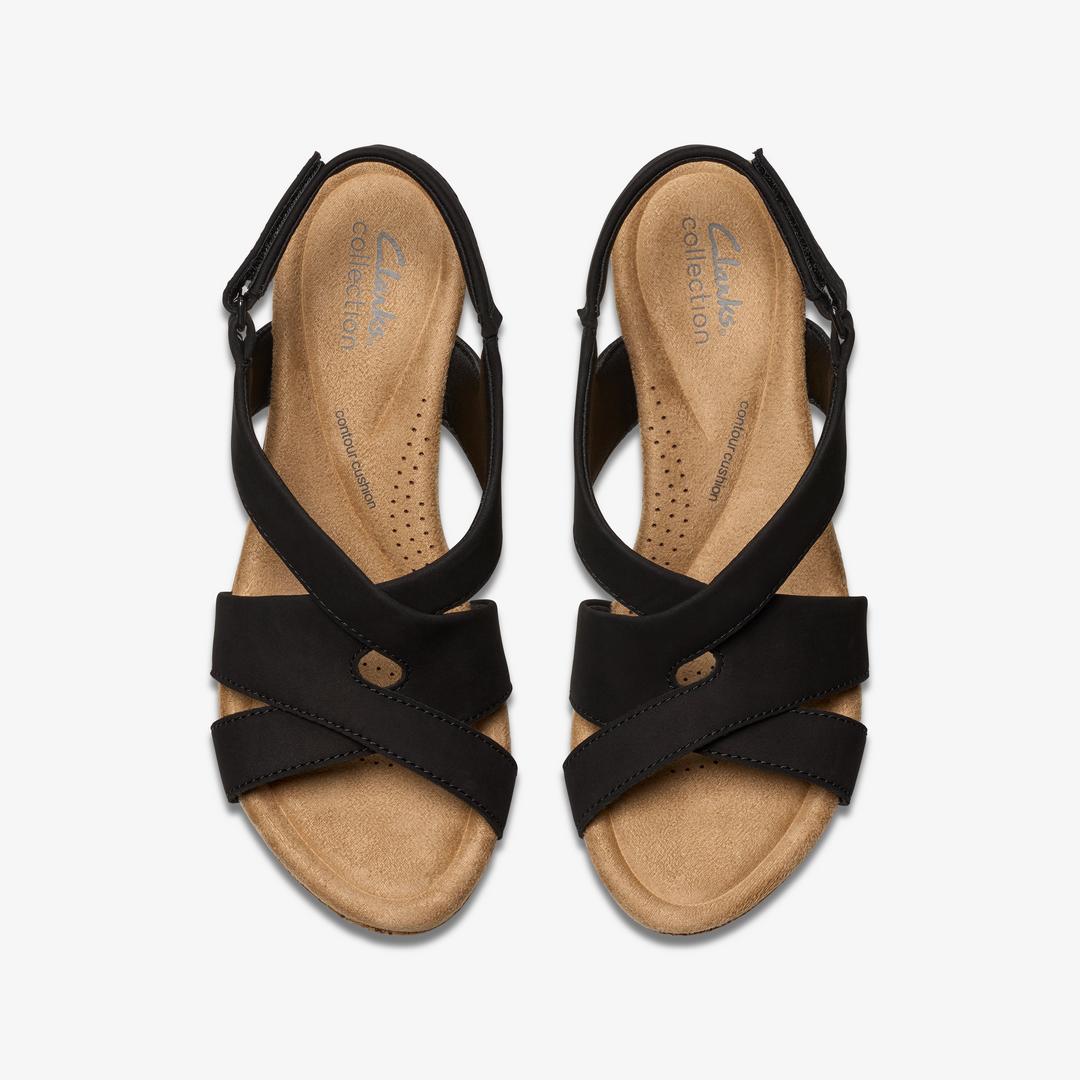 Womens Rose Style Black Nubuck Wedges - Image 6
