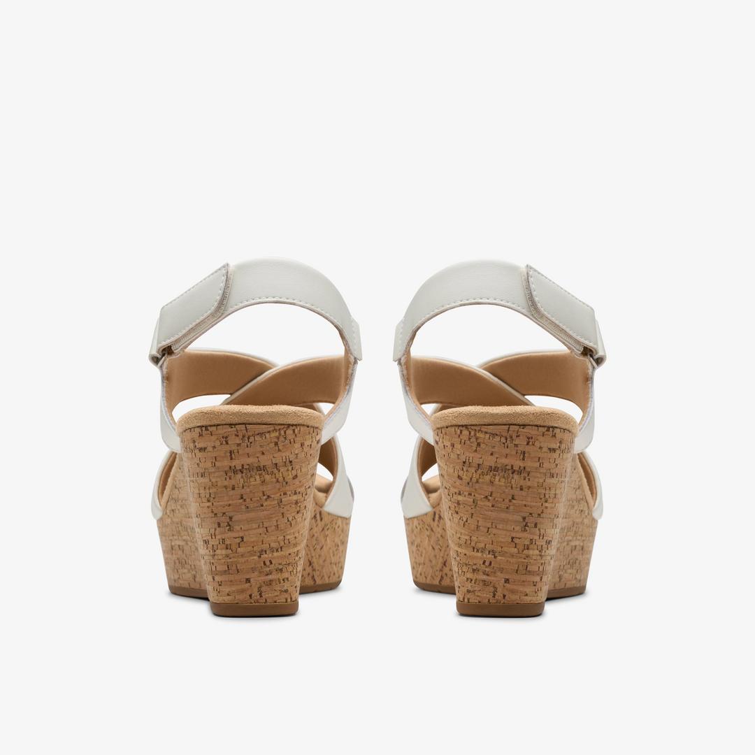 WOMENS Rose Style White Leather Wedges - Image 5