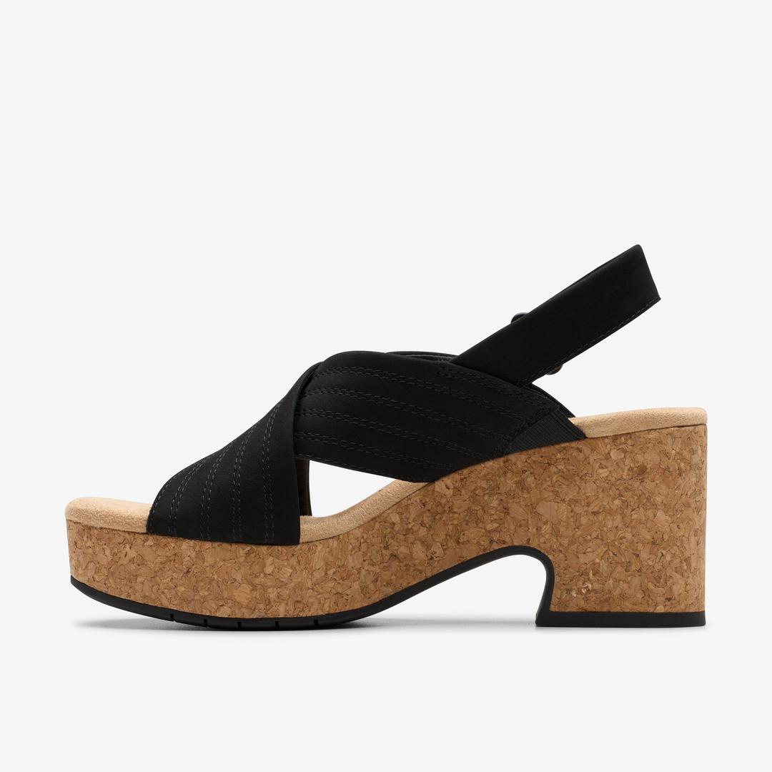 Womens Nerisa West Black Nubuck Wedges - Image 2