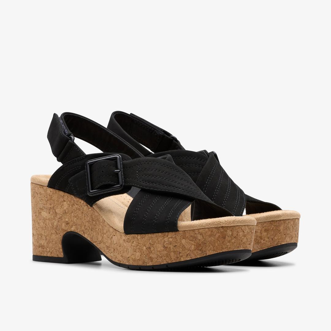 Womens Nerisa West Black Nubuck Wedges - Image 4