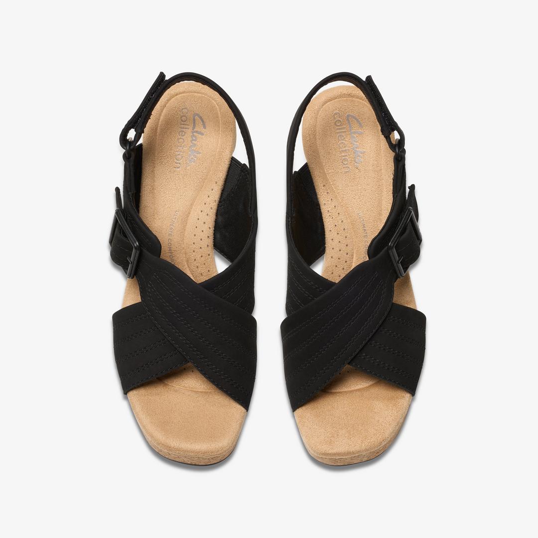 Womens Nerisa West Black Nubuck Wedges - Image 6