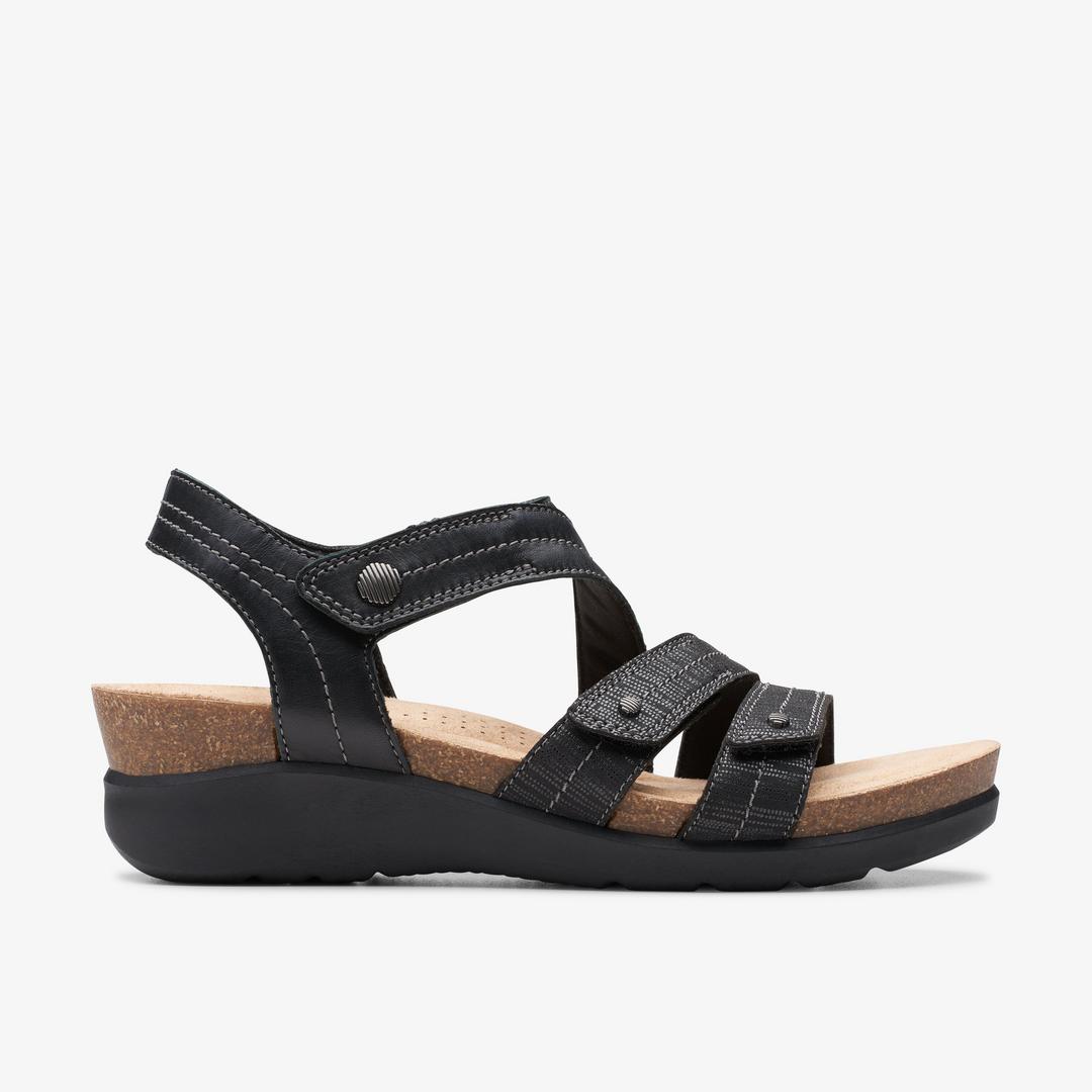 Womens Calenne Clara Black Wedge Sandals