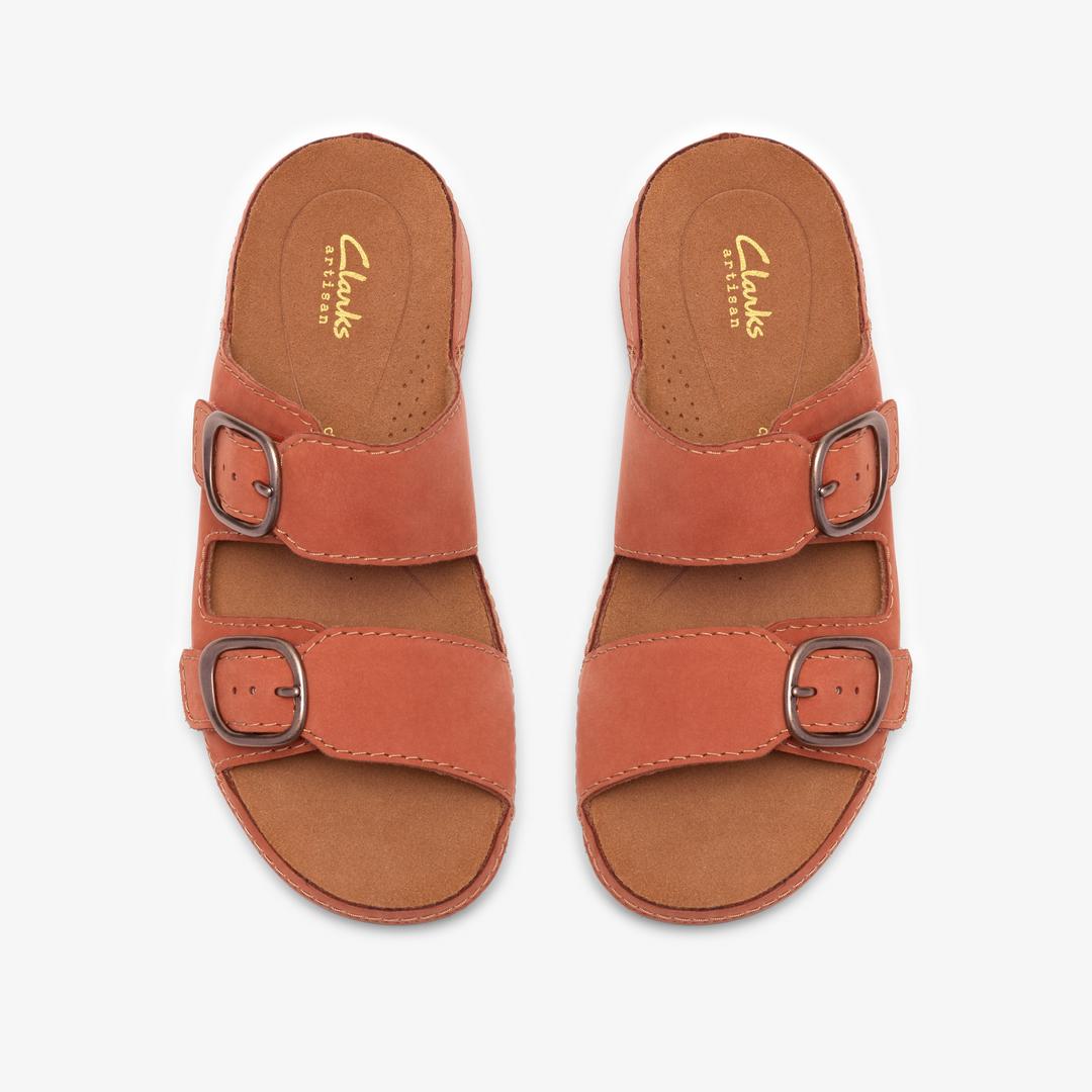 Womens Cecily Step Burnt Orange Flat Sandals - Image 6