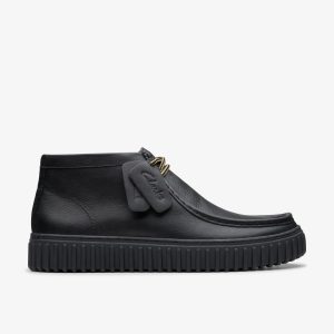 Mens Torhill Hi Black Leather Ankle Boots