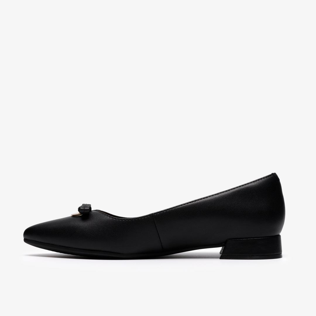 Womens Natalyn Trim Black Leather Slip-Ons - Image 2