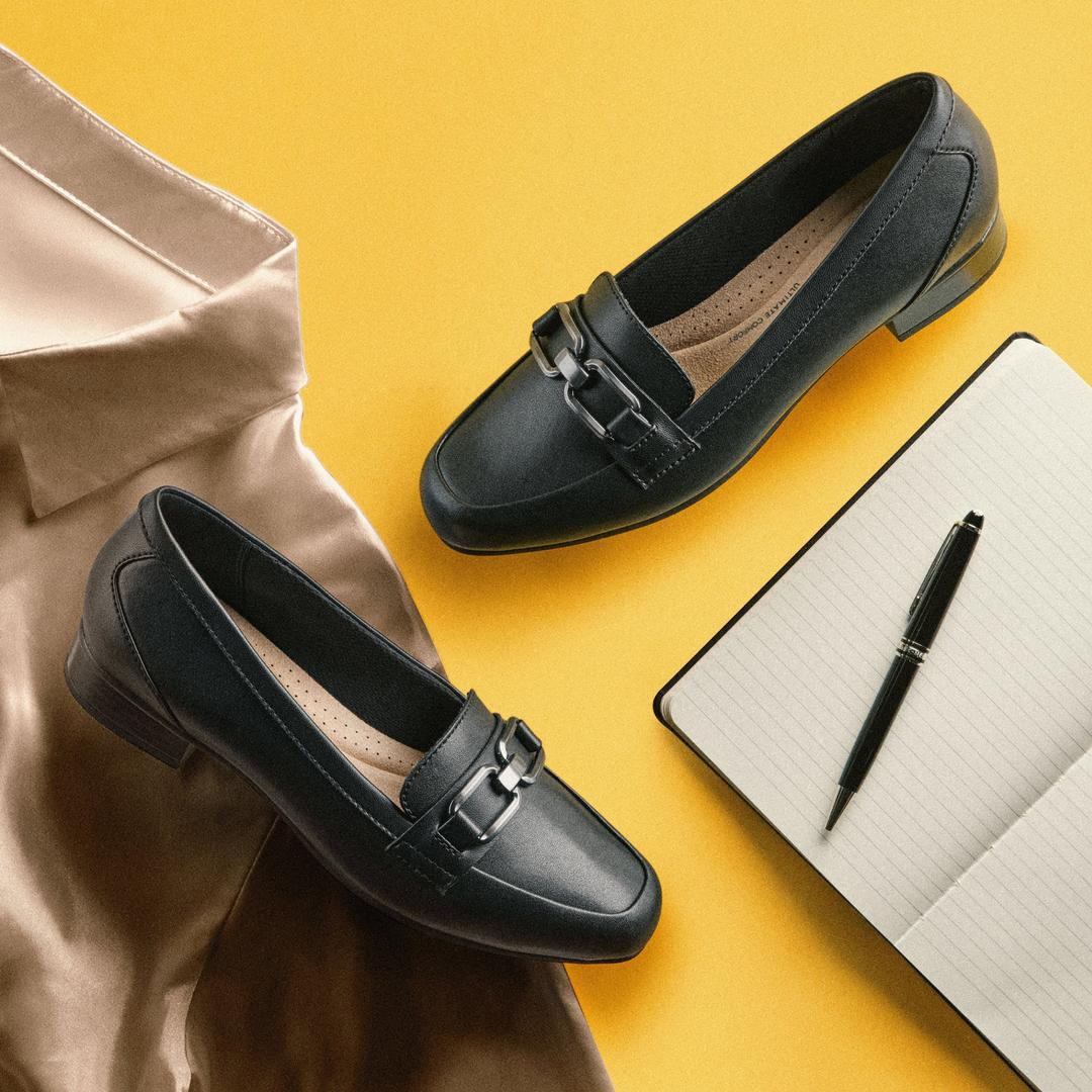 Womens Juliet Echo Black Leather Loafers - Image 5