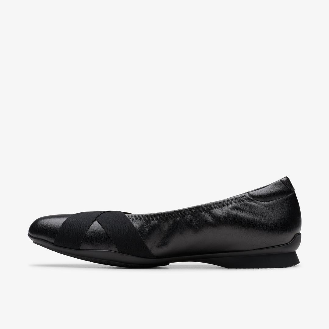 Womens Jazmynn Gem Black Leather Flats - Image 2