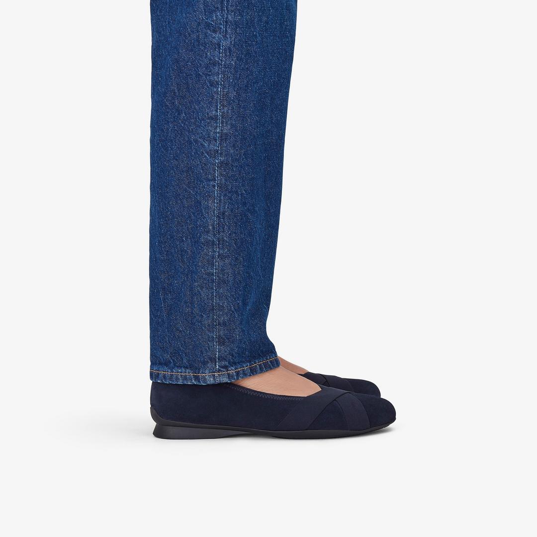 Womens Jazmynn Gem Navy Suede Ballet Flats - Image 2