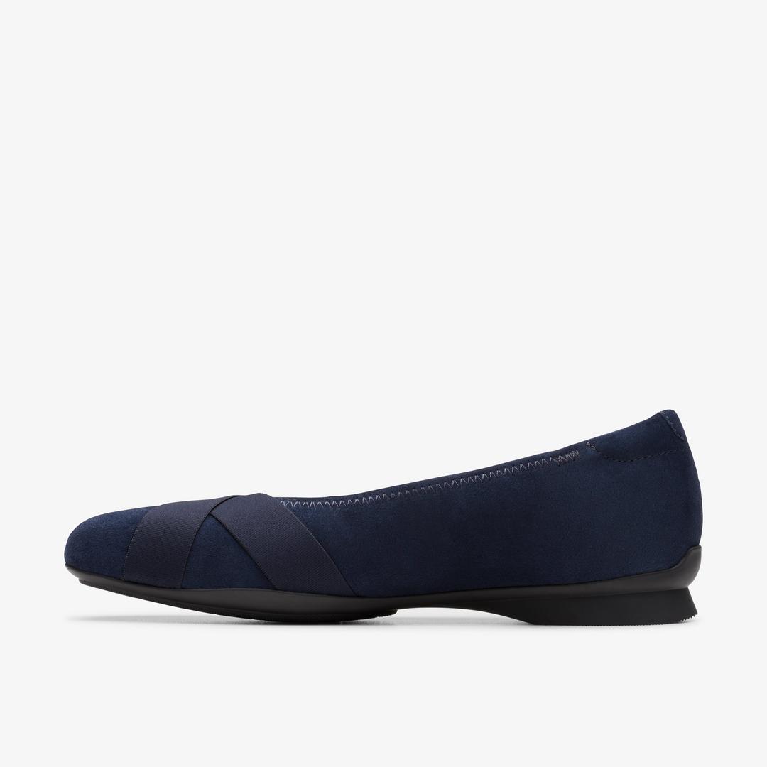Womens Jazmynn Gem Navy Suede Ballet Flats - Image 3
