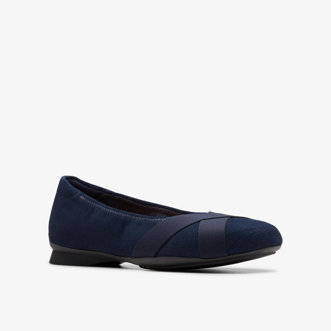 Womens Jazmynn Gem Navy Suede Ballet Flats - Image 5