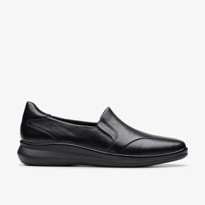 Womens Lynell Edge Black Leather Loafers