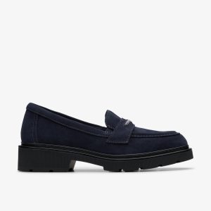 Womens Lauryl Step Navy Suede Loafers