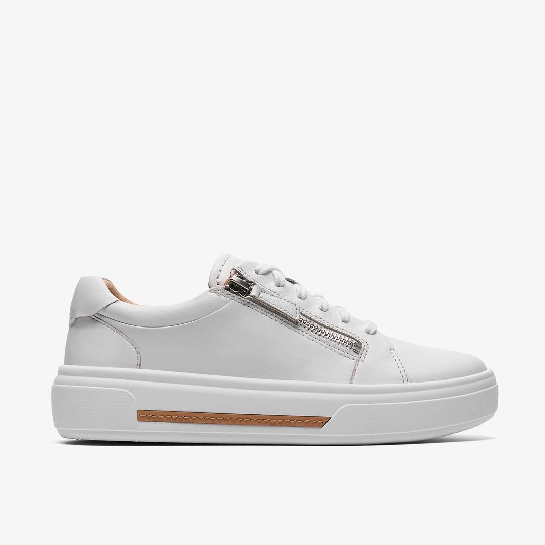 Womens Hollyrose Zip White Leather Sneakers