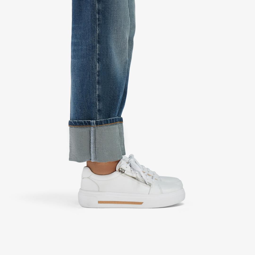 Womens Hollyrose Zip White Leather Sneakers - Image 2