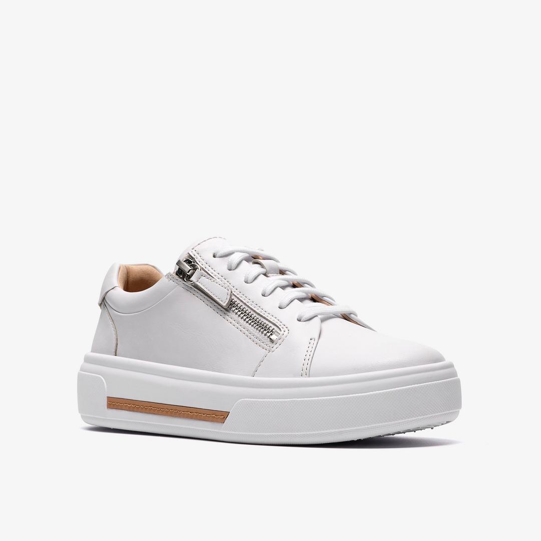 Womens Hollyrose Zip White Leather Sneakers - Image 5