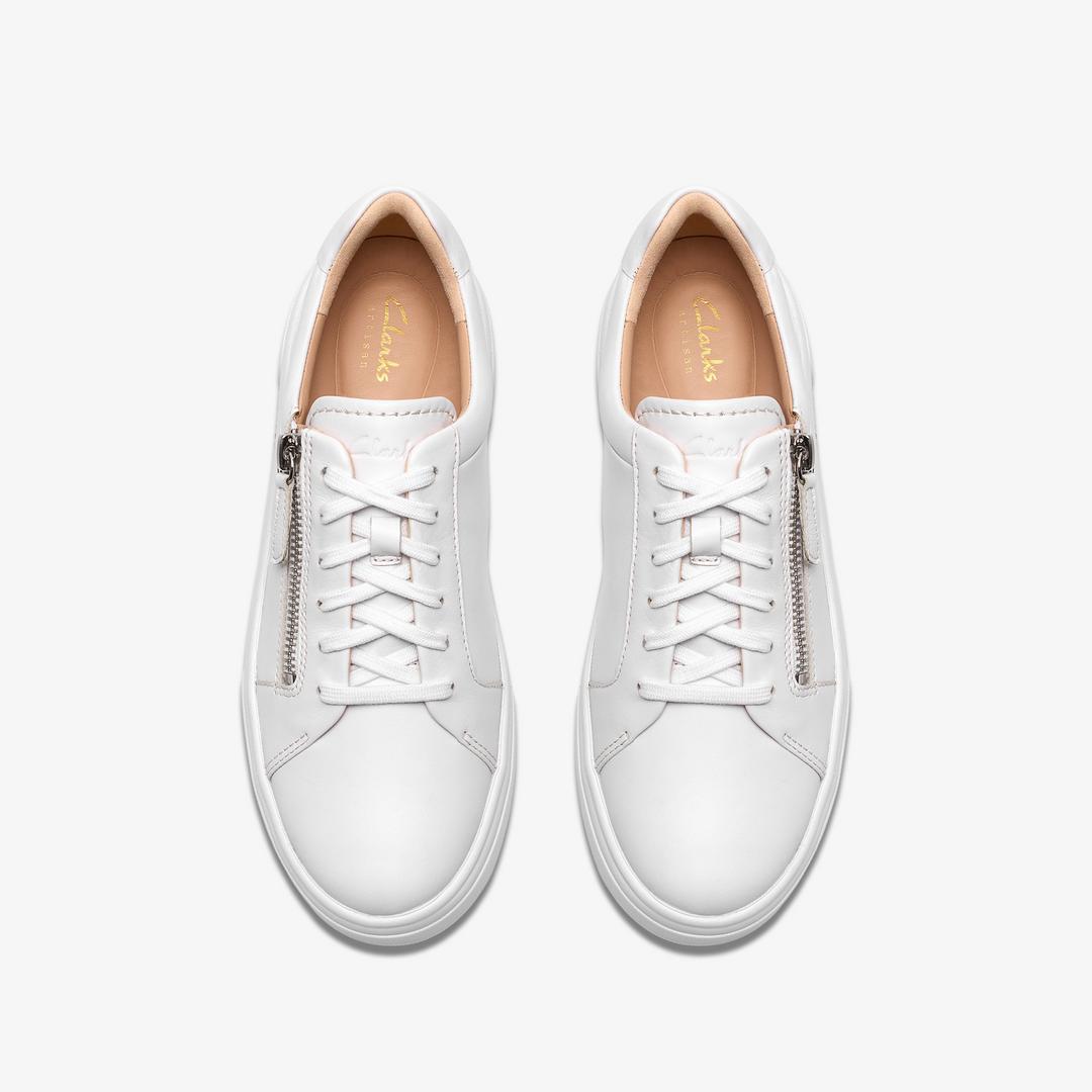 Womens Hollyrose Zip White Leather Sneakers - Image 7