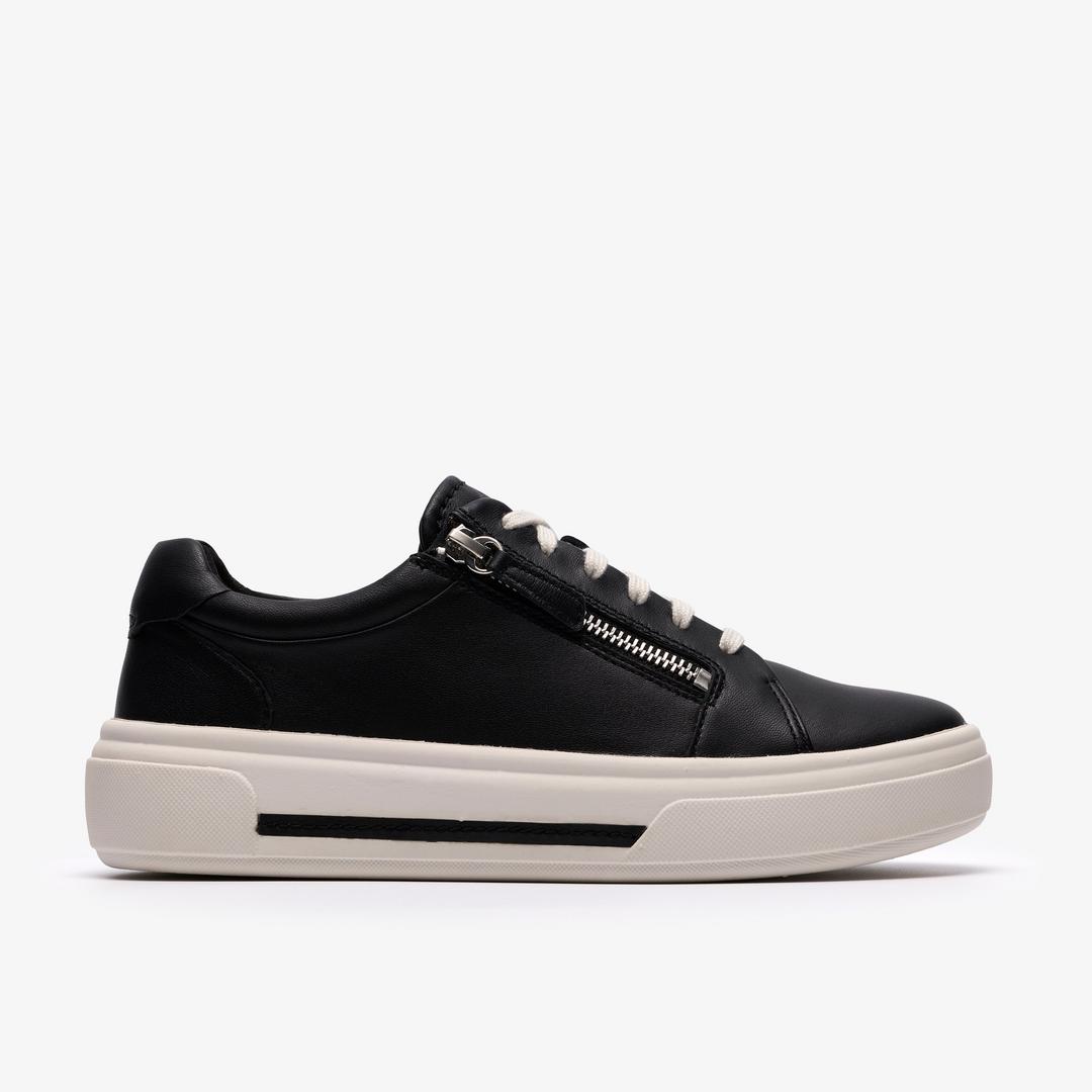 Womens Hollyrose Zip Black Leather Sneakers