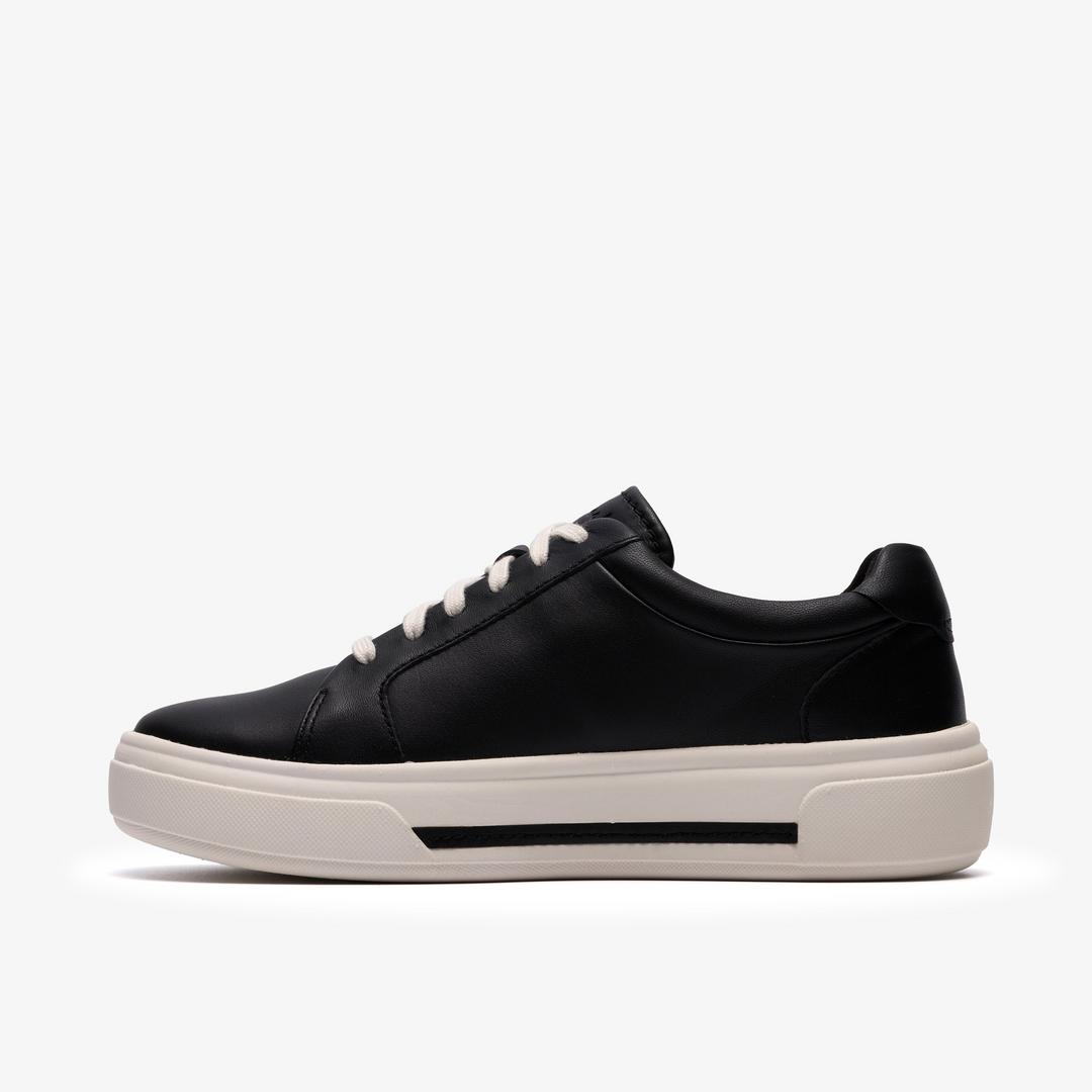 Womens Hollyrose Zip Black Leather Sneakers - Image 2