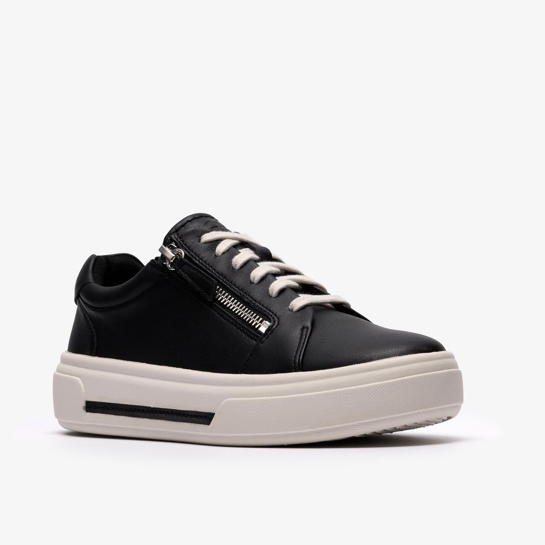 Womens Hollyrose Zip Black Leather Sneakers - Image 4