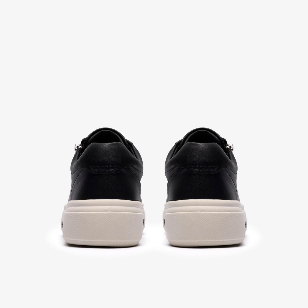 Womens Hollyrose Zip Black Leather Sneakers - Image 5
