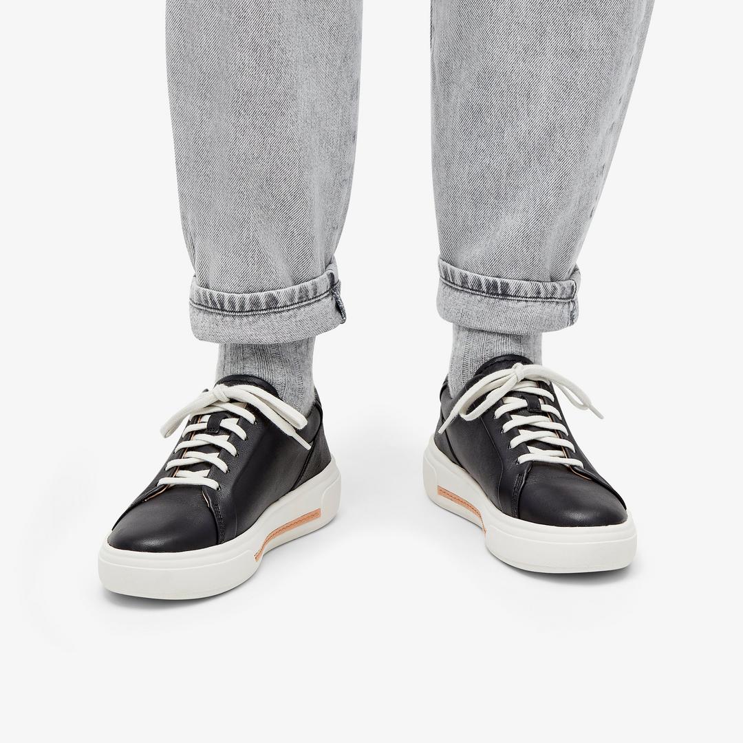 Women's Hollyhock Walk Black Leather Sneakers - Image 2