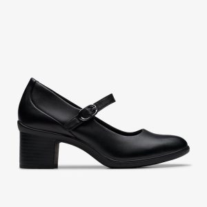 Womens Shaya Jane Black Leather Mary Janes
