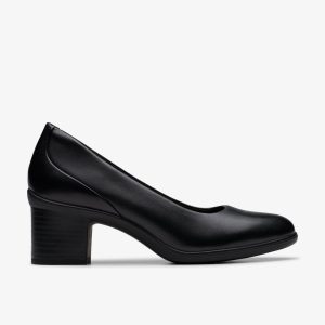 Womens Shaya Poppy Black Leather Pumps