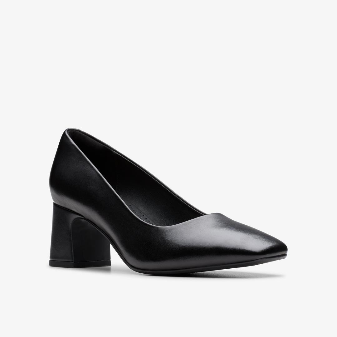 WOMENS Fernie Court Black Leather Court Shoes US - Image 4