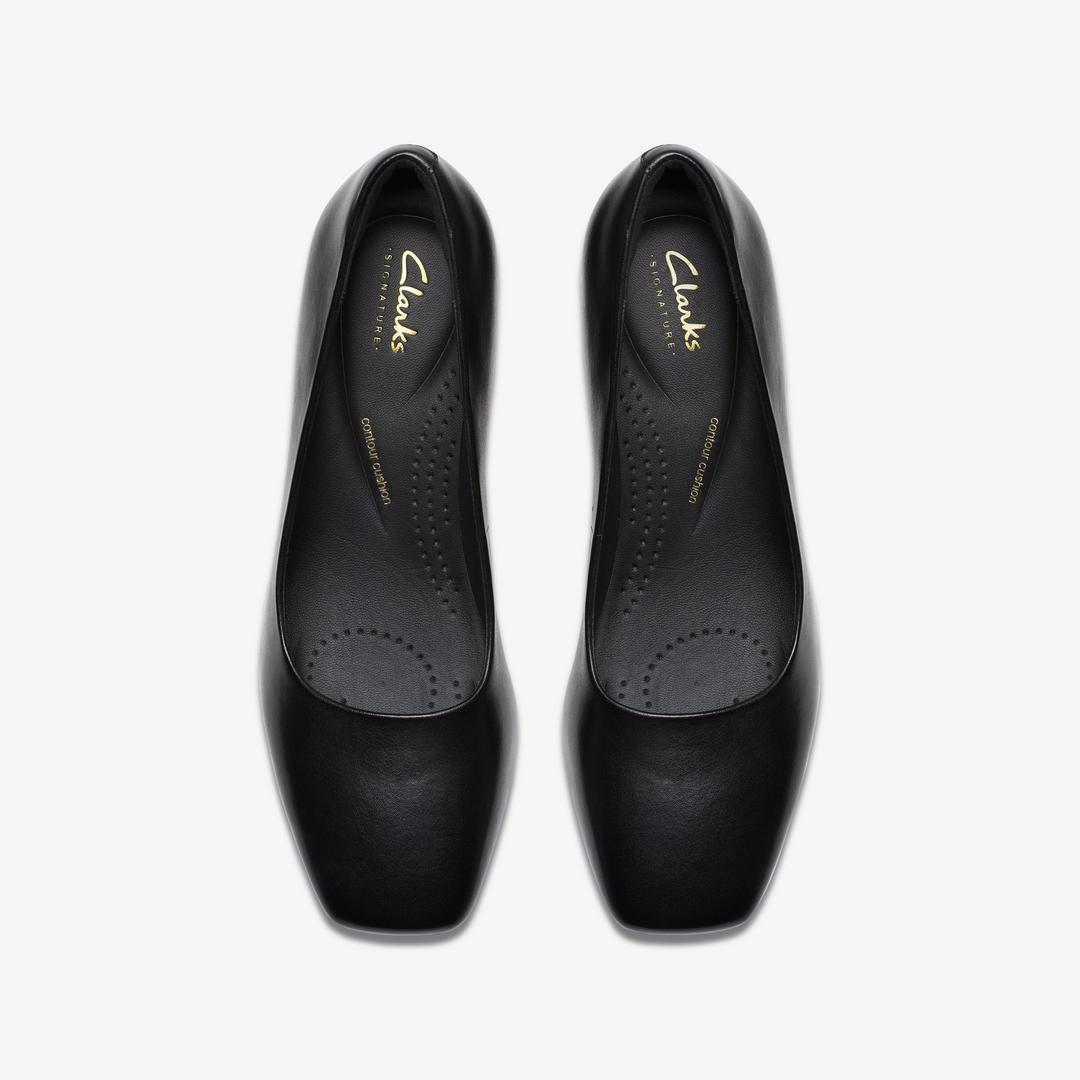 WOMENS Fernie Court Black Leather Court Shoes US - Image 6