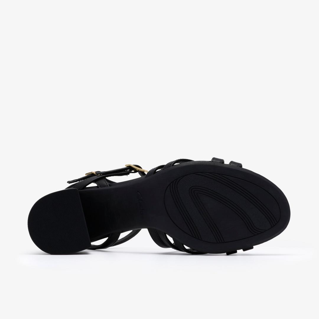 Womens Ezoria Strap Black Leather Strappy Sandals - Image 3