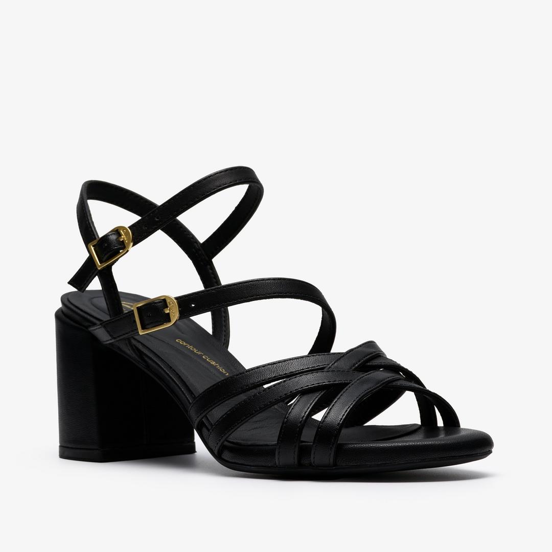 Womens Ezoria Strap Black Leather Strappy Sandals - Image 4